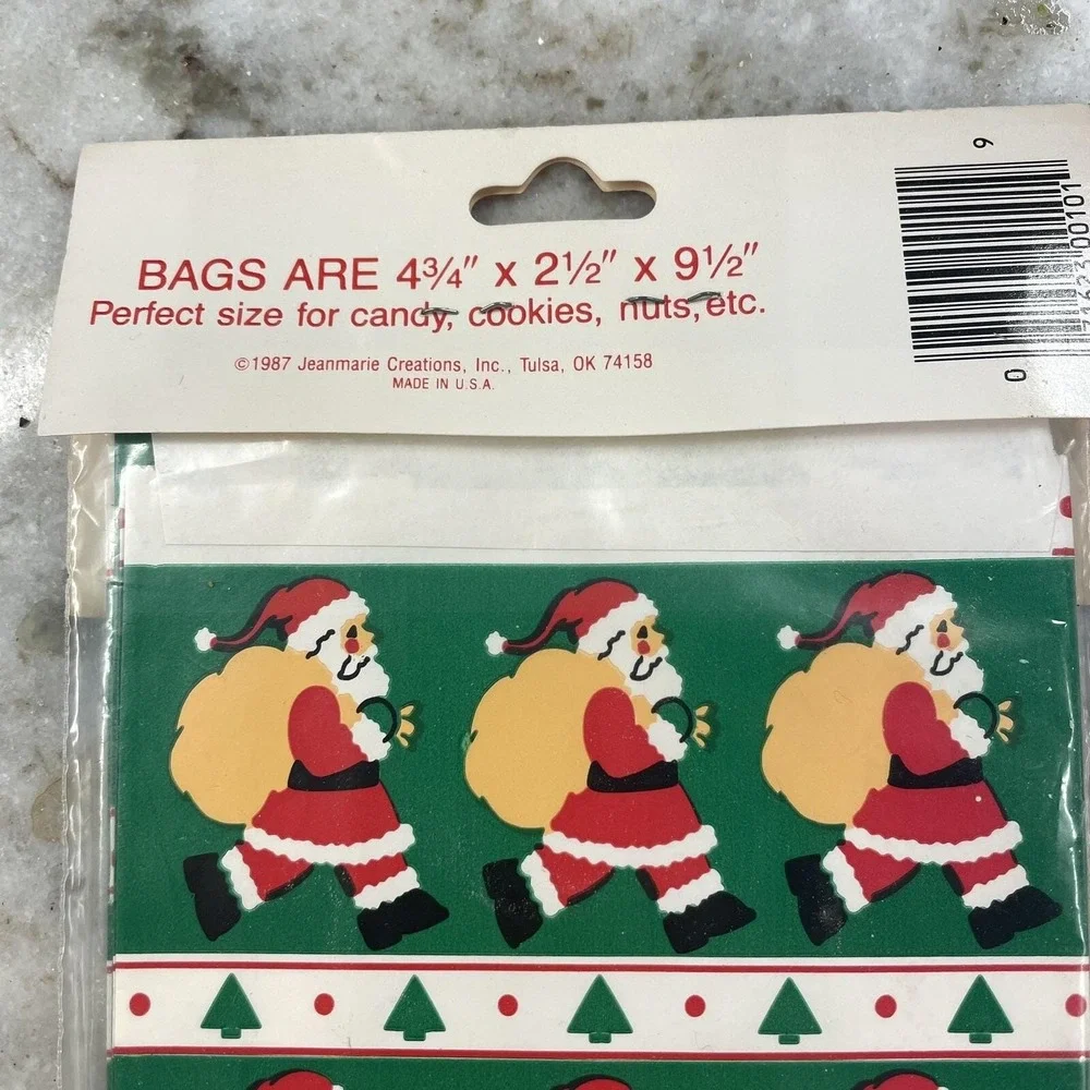 Vtg‎ 1989 Christmas Jeanmarie 3 Poly-Lined Cookie Treat Candy Bakery Gift Bags
